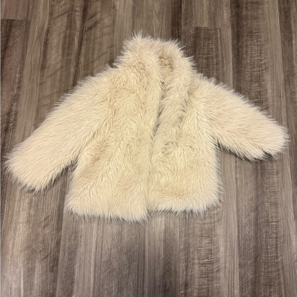 H&M Cream Kids Faux Fur Coat